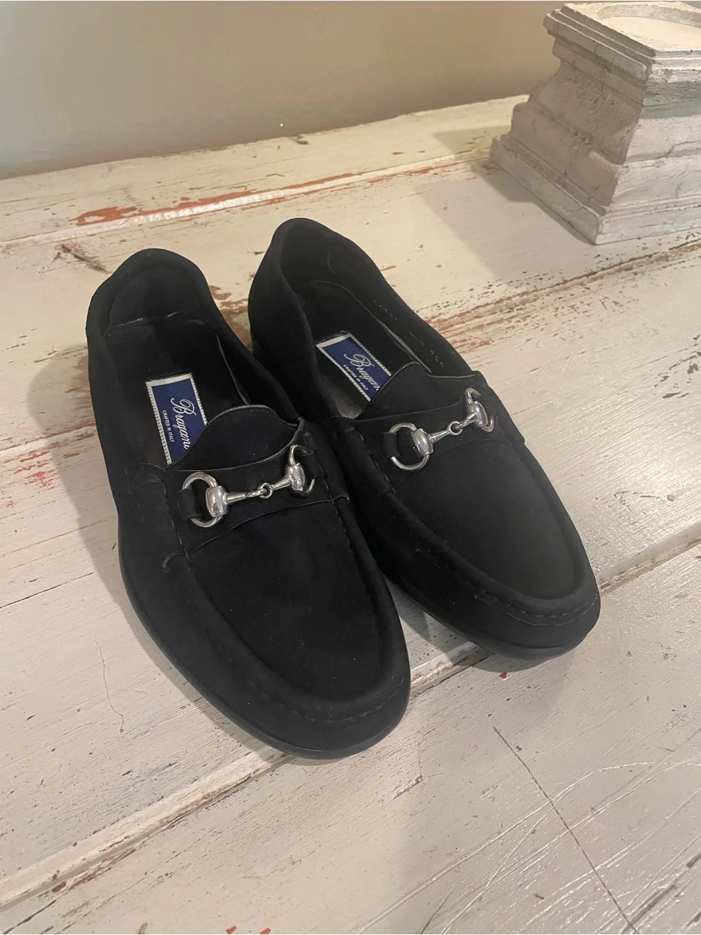 Bragamo Black suede unisex horsebit slip on Loafers
